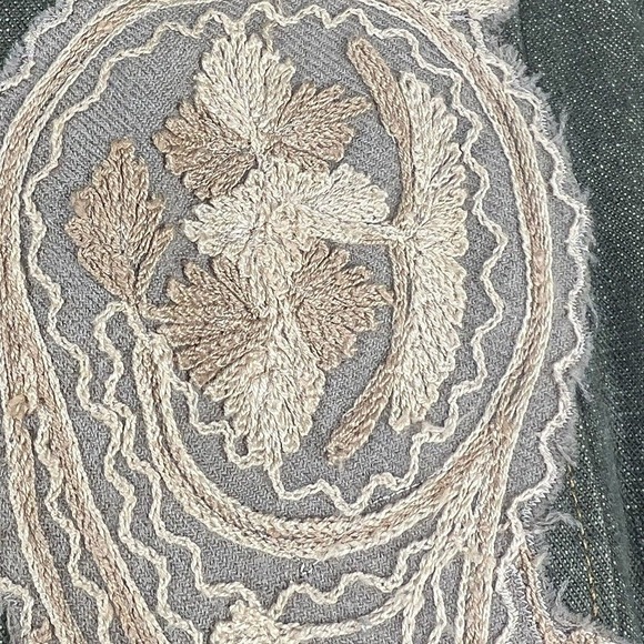 Plenty Tracy Reese Anthropologie Olive Green Embroidered Long Denim Nehru Jacket - Picture 12 of 16